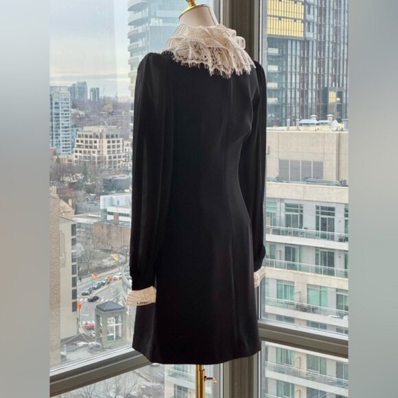 🆕 SELF-PORTRAIT 🧿 NWOT Diamante Trim Mini Dress, Black - Sz US 4 UK 8 - Picture 7 of 15